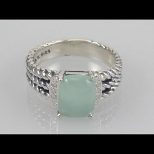 David Yurman Wheaton Chalcedony & Diamonds Sz 7.5